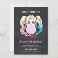 Harley Quinn Girls Chalkboard Birthday
