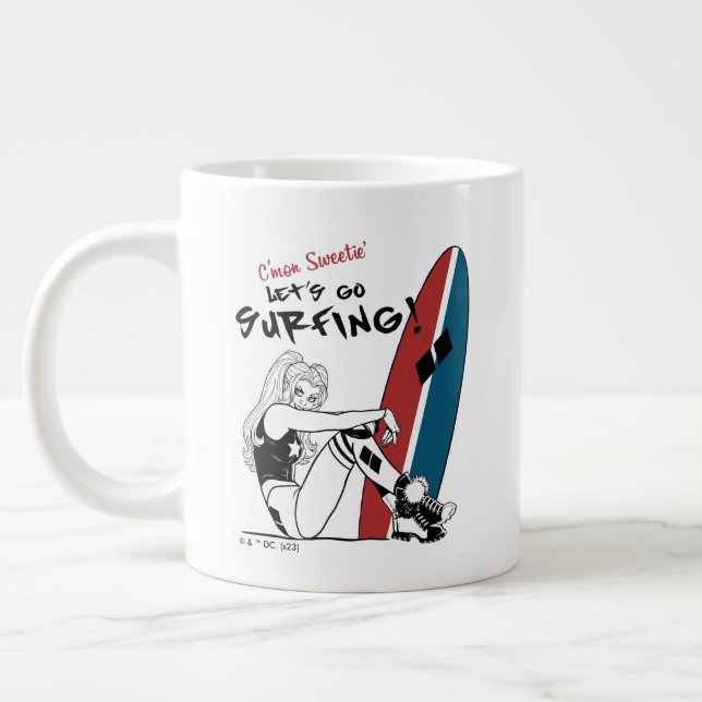 Harley Quinn - Let's Go Surfing Large Coffee Mug (Left)