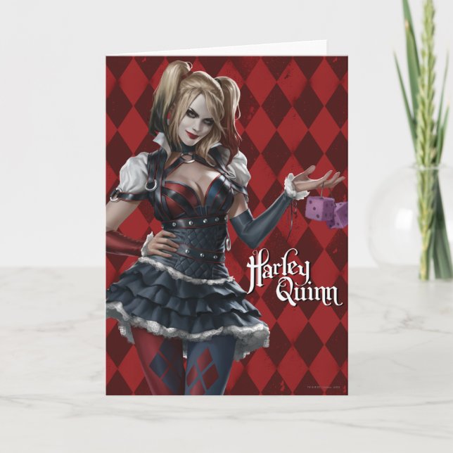 Harley Quinn With Fuzzy Dice Card (Front)
