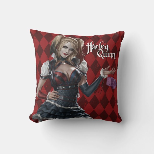 HARLEY QUINN™ With Fuzzy Dice Cushion (Front)