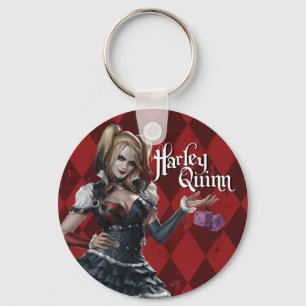 Harley Quinn With Fuzzy Dice Key Ring