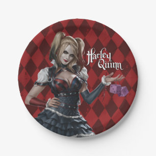 Harley Quinn With Fuzzy Dice Paper Plate