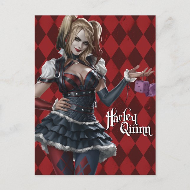 Harley Quinn With Fuzzy Dice Postcard (Front)