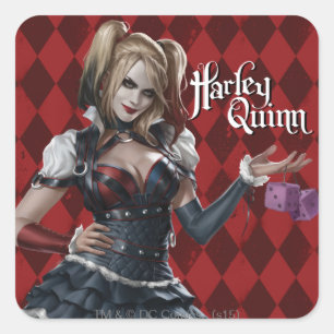 Harley Quinn With Fuzzy Dice Square Sticker