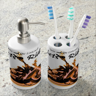 Harley Toothbrush Holder and Soap Dispenser Set