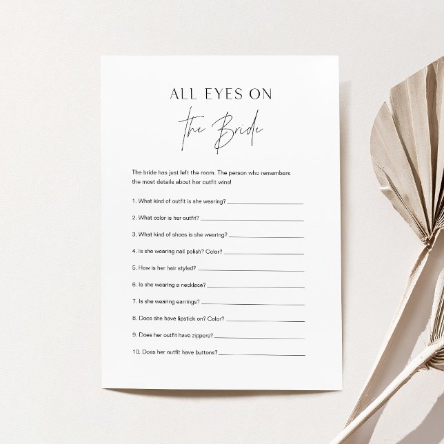 HARLOW All Eyes On Bride Bridal Shower Game Card (Creator Uploaded)