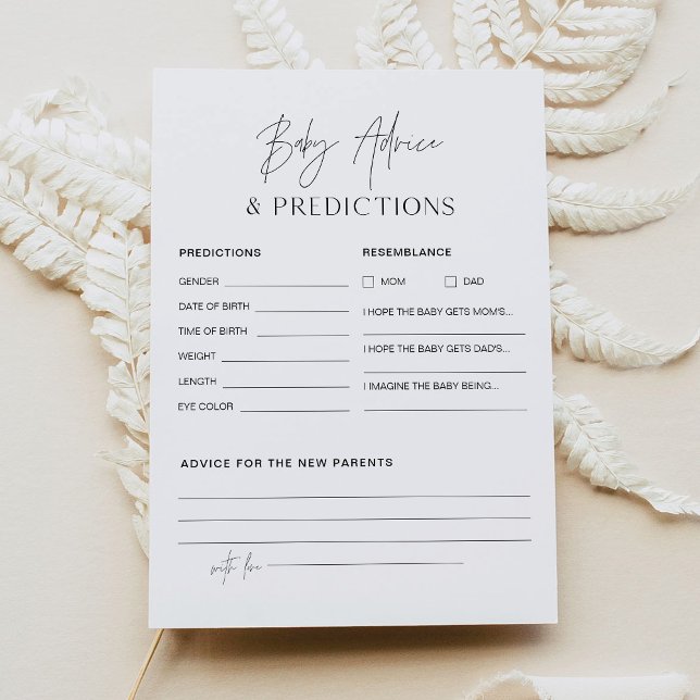 HARLOW Baby Shower Advice And Predictions Card (Creator Uploaded)