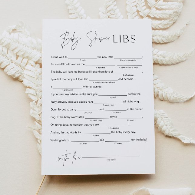 HARLOW Baby Shower Libs Fill in the Blank Game 5x7 Invitation (Creator Uploaded)