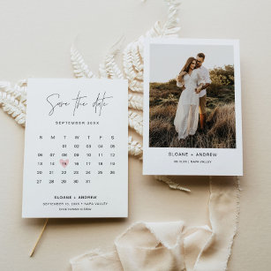 HARLOW Calendar Save The Date Minimalist Wedding Invitation