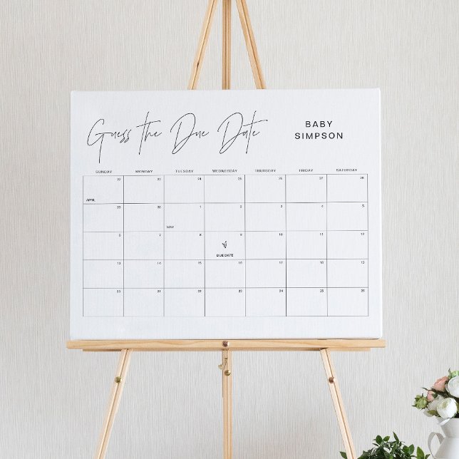 HARLOW Guess The Due Date Baby Shower Game 16x20 Poster (Creator Uploaded)