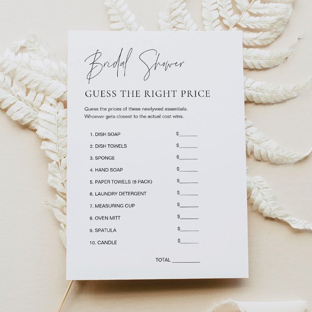 HARLOW Guess the Price Bridal Shower Game Card (Creator Uploaded)