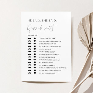 HARLOW He Said, She Said Bridal Shower Game Card