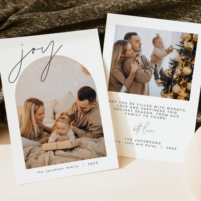 HARLOW Joy Edgy Modern Arch Photo Holiday Invitati Invitation (Creator Uploaded)