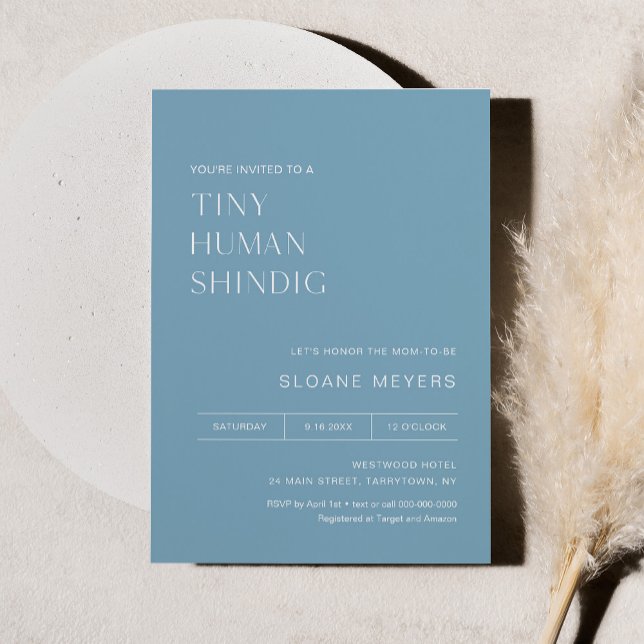 HARLOW Minimalist Baby Shower Tiny Human Shindig Invitation (Creator Uploaded)