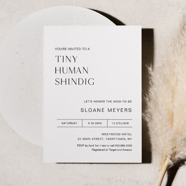 HARLOW Minimalist Baby Shower Tiny Human Shindig Invitation (Creator Uploaded)