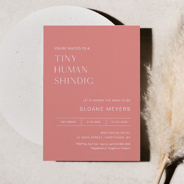 HARLOW Minimalist Baby Shower Tiny Human Shindig Invitation (Creator Uploaded)