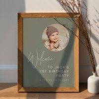 HARLOW Minimalist Birthday Photo Welcome Sign