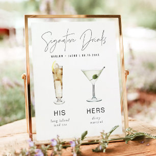 HARLOW Minimalist Signature Drink Wedding Bar Poster