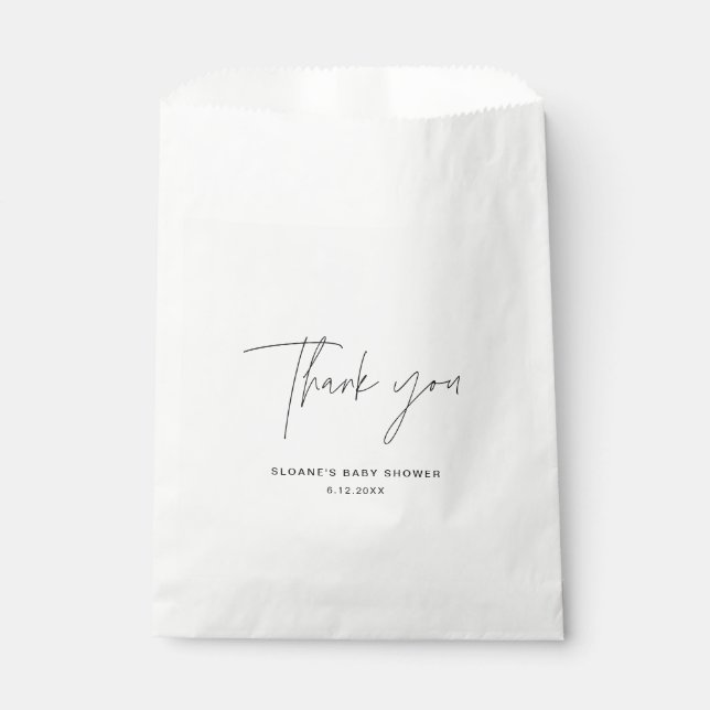 HARLOW Minimalist Thank You Baby Shower Favour Bag (Front)