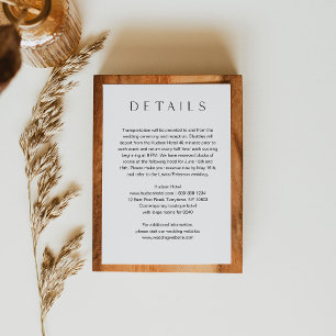 HARLOW Minimalist Wedding Details 5x3.5 Enclosure Card