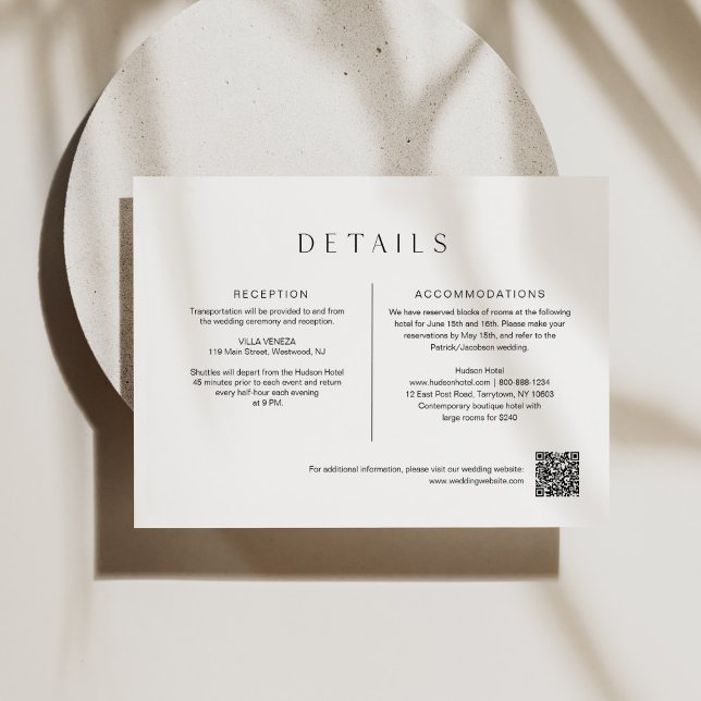 HARLOW Minimalist Wedding Details 6.5x4.25 Enclosure Card (Creator Uploaded)