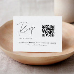 HARLOW Minimalist Wedding QR Code RSVP Card