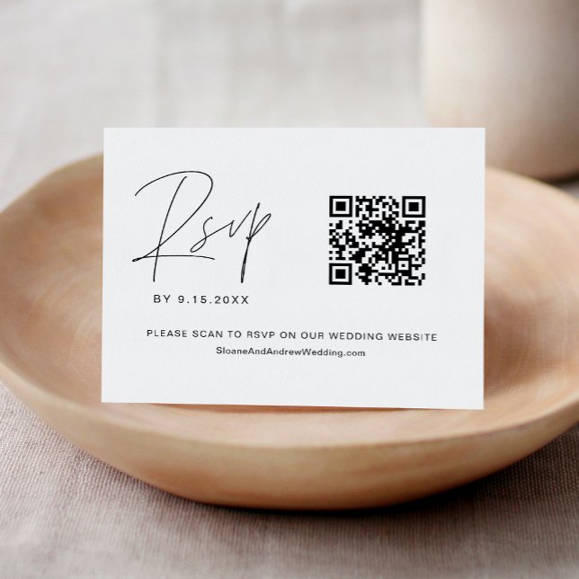 HARLOW Minimalist Wedding QR Code RSVP Card (Creator Uploaded)