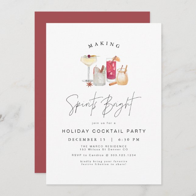 HARLOW Modern Holiday Cocktail Christmas Party Invitation (Front/Back)