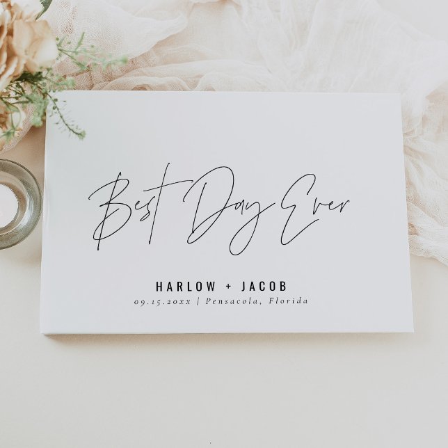 HARLOW Modern Minimalist Best Day Ever Wedding Guest Book (Creator Uploaded)