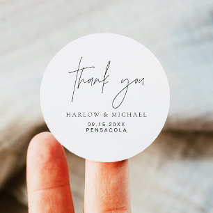 HARLOW Modern Minimalist Wedding Thank You Favour Classic Round Sticker
