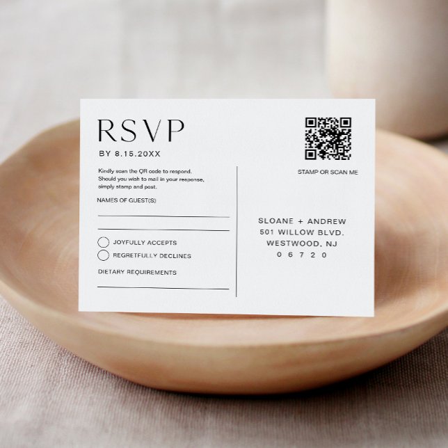 HARLOW Wedding RSVP QR Code Postcard (Creator Uploaded)