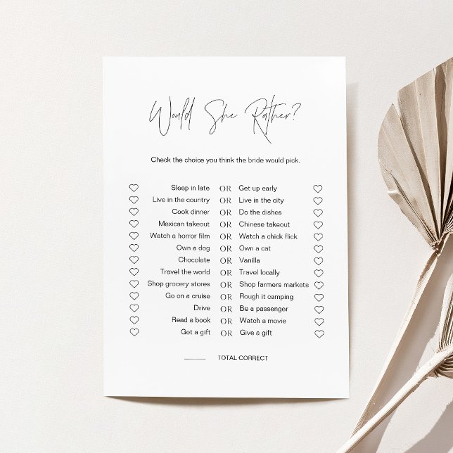 HARLOW Would She Rather Bridal Shower Game Card (Creator Uploaded)