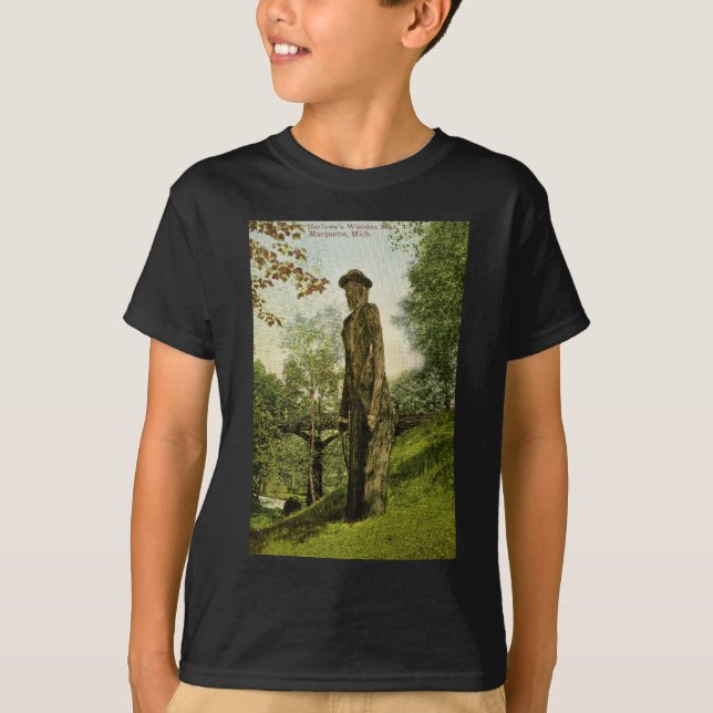 Harlow's Wooden Man Marquette, Michigan T-Shirt (Front)