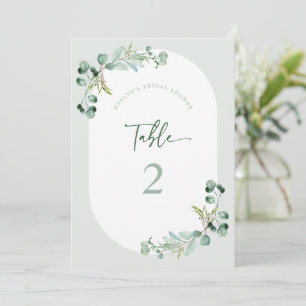 HARLYN Table Number Eucalyptus Bridal Shower Card