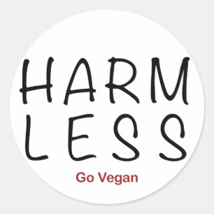 Harm Less - Go Vegan Classic Round Sticker