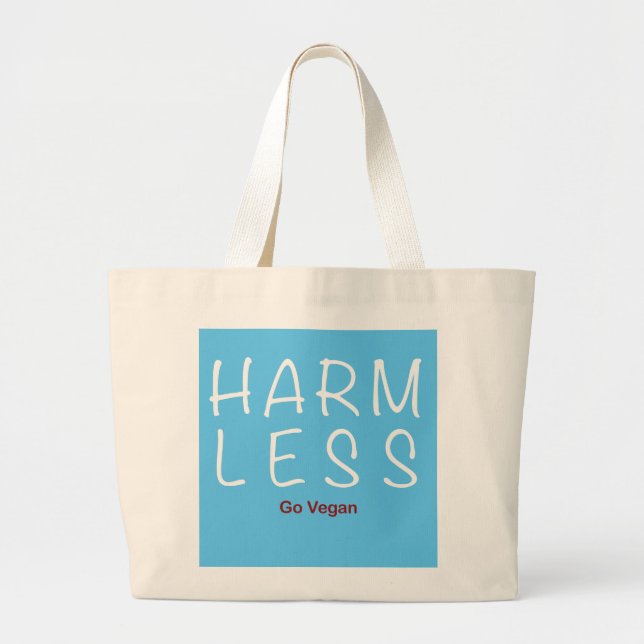 Harm Less - Go Vegan (Light Version) Large Tote Bag (Front)