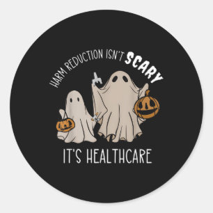 Harm Reduction Isnt Scary Overdose Awareness Ghost Classic Round Sticker