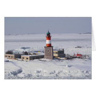Harmaja Lighthouse In Ice Helsinki Finland Card