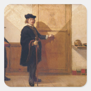 Harmensz van Rijn Rembrandt (1606-69) Knocking on Square Sticker
