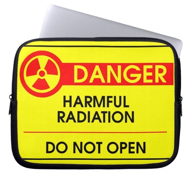 Harmful radiation danger laptop sleeve (Front)