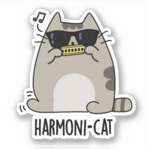Harmoni-cat Funny Harmonica Cat Pun 