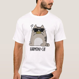 Harmoni-cat Funny Harmonica Cat Pun  T-Shirt