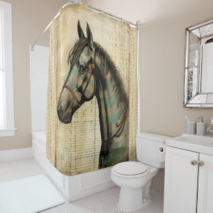 Harmonic Equine scribbled Accents Shower Curtain