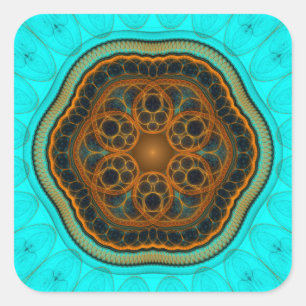Harmonic fractal mandala square sticker