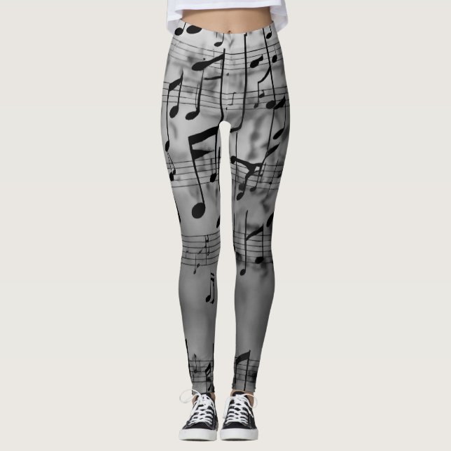 Harmonic Shades: Grey Fashion Inspired by Music Ar Leggings (Front)