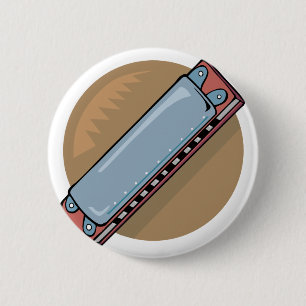 harmonica 6 cm round badge