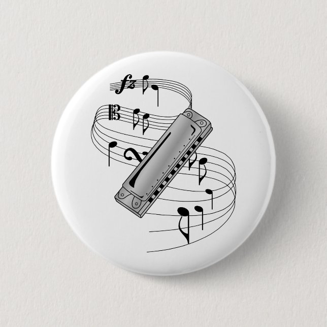 Harmonica 6 Cm Round Badge (Front)