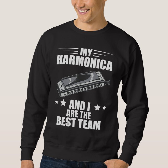 Harmonica Best Team French Harp Player Musician Bl Sweatshirt (Front)