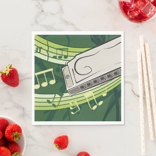 Harmonica Blues and Folk Music Napkin