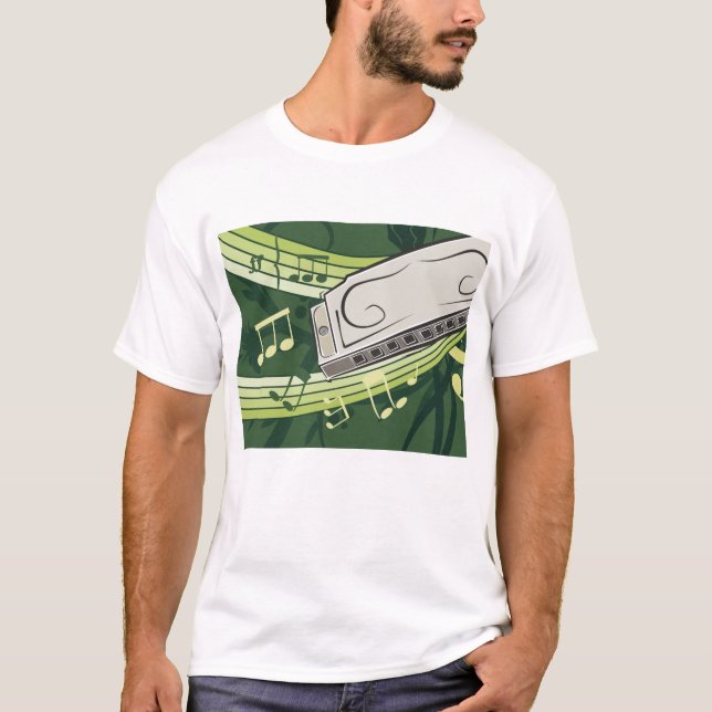 Harmonica Blues and Folk Music T-Shirt (Front)